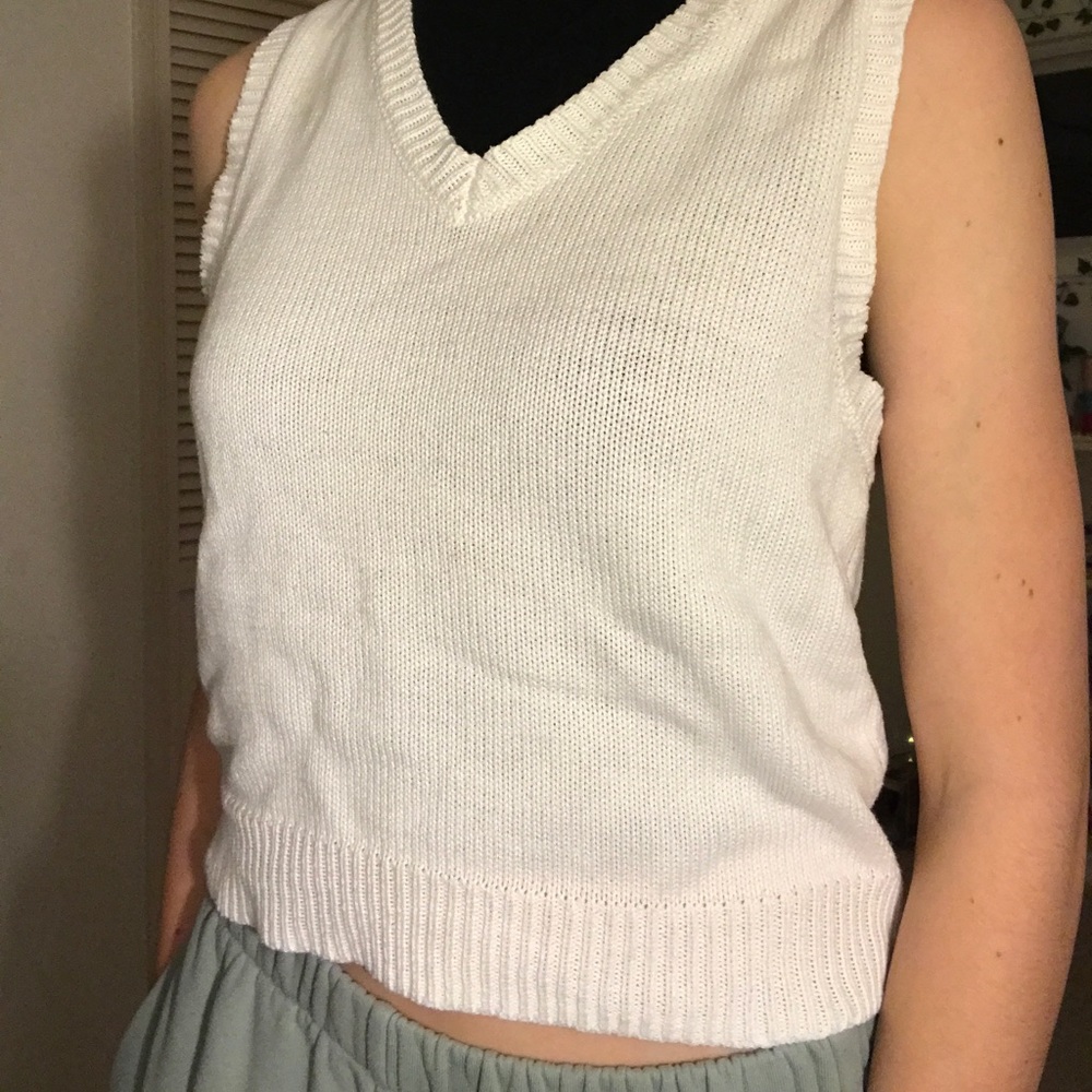 white knit sweater vest